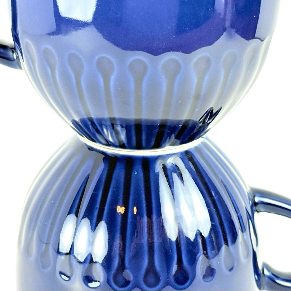 Ikea STRIMMIG 12 oz. Set Of 2 Coffee Mugs/Cups Blue Stoneware Ikea Retired Color